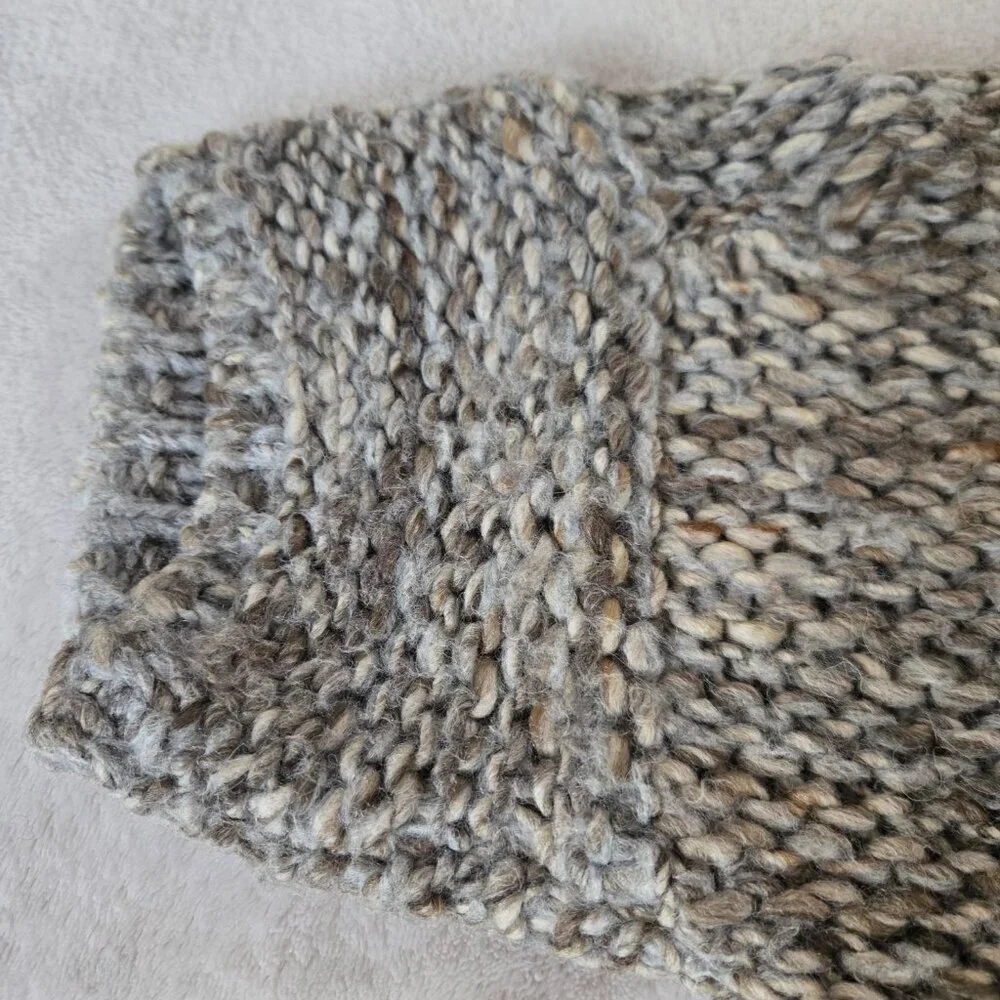 Zara Knit Oversized Chunky Knit Pullover Sweater gray/tan size M - Picture 5 of 9